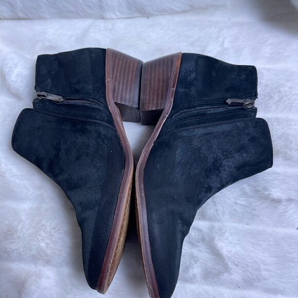 Sam Edelman black Leather suede ankle boots side zipper pointed toe size 9.5 - Picture 7 of 12
